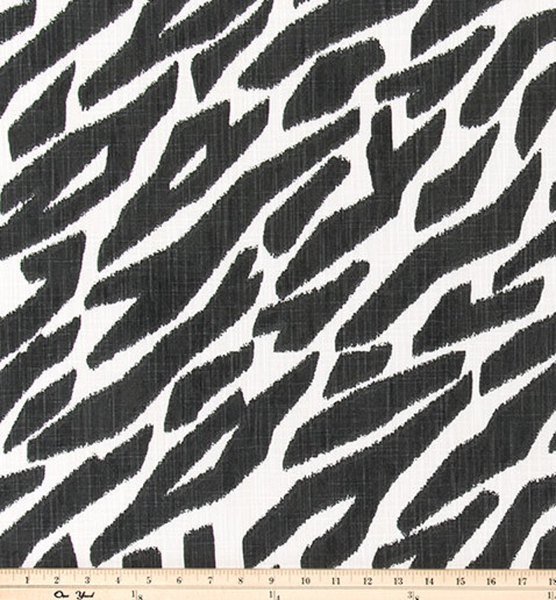 Charcoal Black and White Zebra Print Fabric by the Yard Etsy