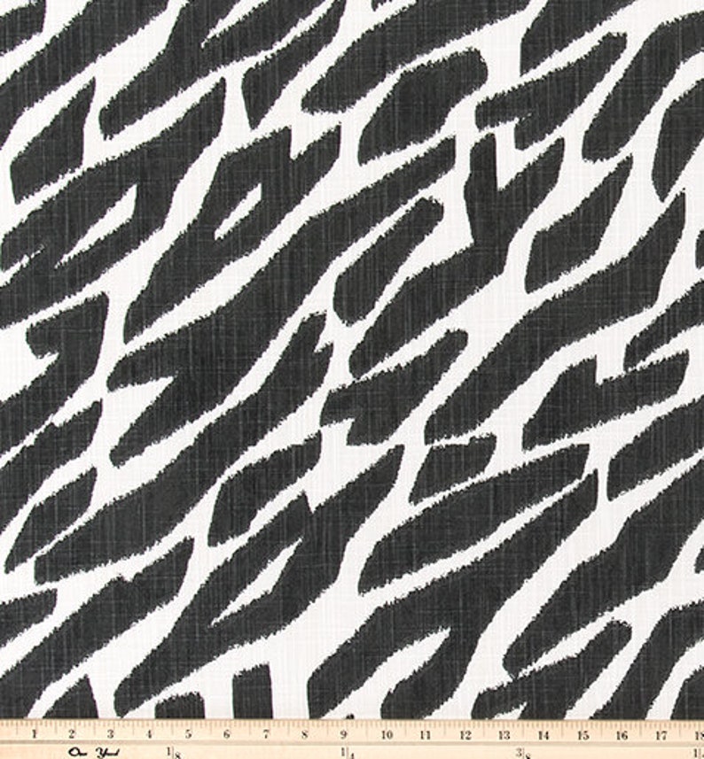 Charcoal Black and White Zebra Print Fabric by the Yard | Etsy