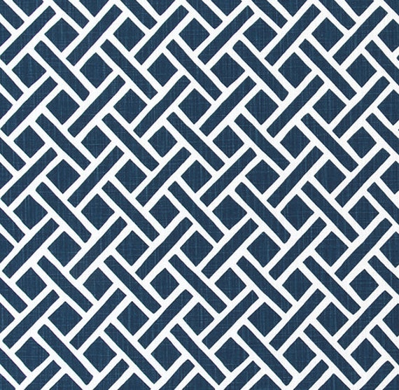 White Drapery Upholstery Fabric Indoor/Outdoor Contemporary Geometric Blue 