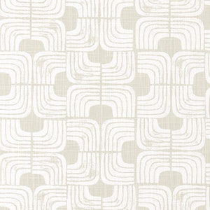 Pale Khaki Gray and White Geometric Print Slub Cotton Fabric by the Yard Grey Drapery, Curtain, Upholstery, Craft and Home Decor Fabric M728 image 2