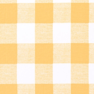 Sunny Yellow and White Buffalo Check Cotton Print Fabric by the Yard Cottage Curtain, Drapery, Upholstery, Home Decor or Craft Fabric M301