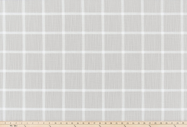 Gray and White Plaid Cotton Slub Fabric by the Yard French Gray and White Check Home Decor Fabric Drapery Curtain or Upholstery Fabric M401 image 3