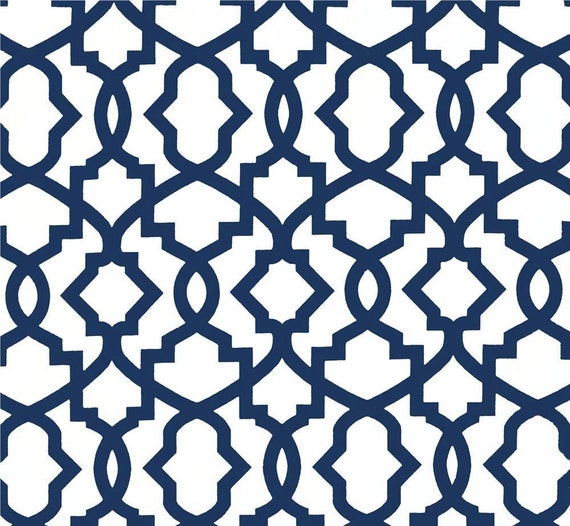 Navy and white curtain fabric deals