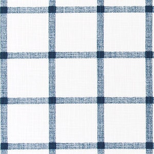 Navy and Ivory Windowpane Plaid Cotton Slub Fabric by the Yard Dark Blue & Ivory Grid Check Fabric Drapery Curtain or Upholstery Fabric M457
