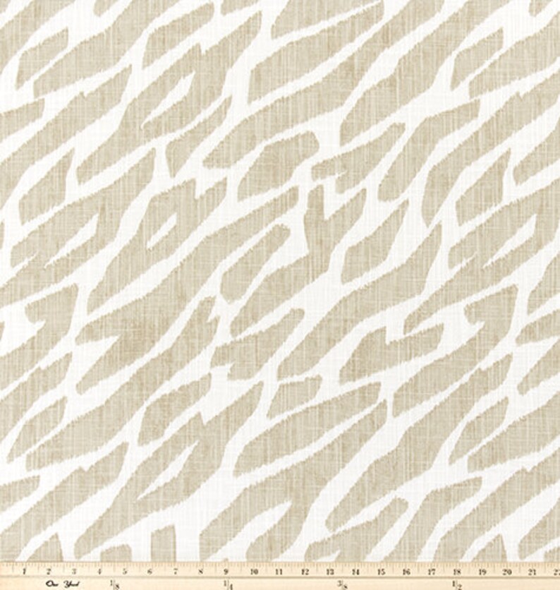 Zebra Print Slub Cotton Fabric: Tan & White Animal Print, Drapery, Home Decor, and Craft Fabric M653 image 3