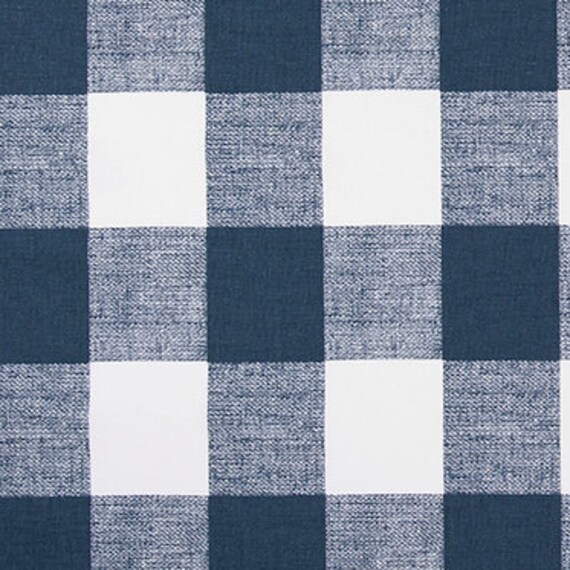 Navy And White Buffalo Check Country Cabin Farmhouse Fabric By Etsy
