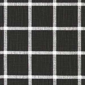 Black and White Windowpane Checks Slub Cotton Drapery Curtains or Upholstery Fabric by the Yard Black and White Plaid Home Decor Fabric M400