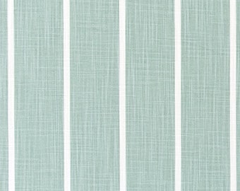 Soft Green and White Striped Fabric by the Yard Designer Slub Cotton Farmhouse Green Drapery, Upholstery, Home Decor and Craft Fabric M432