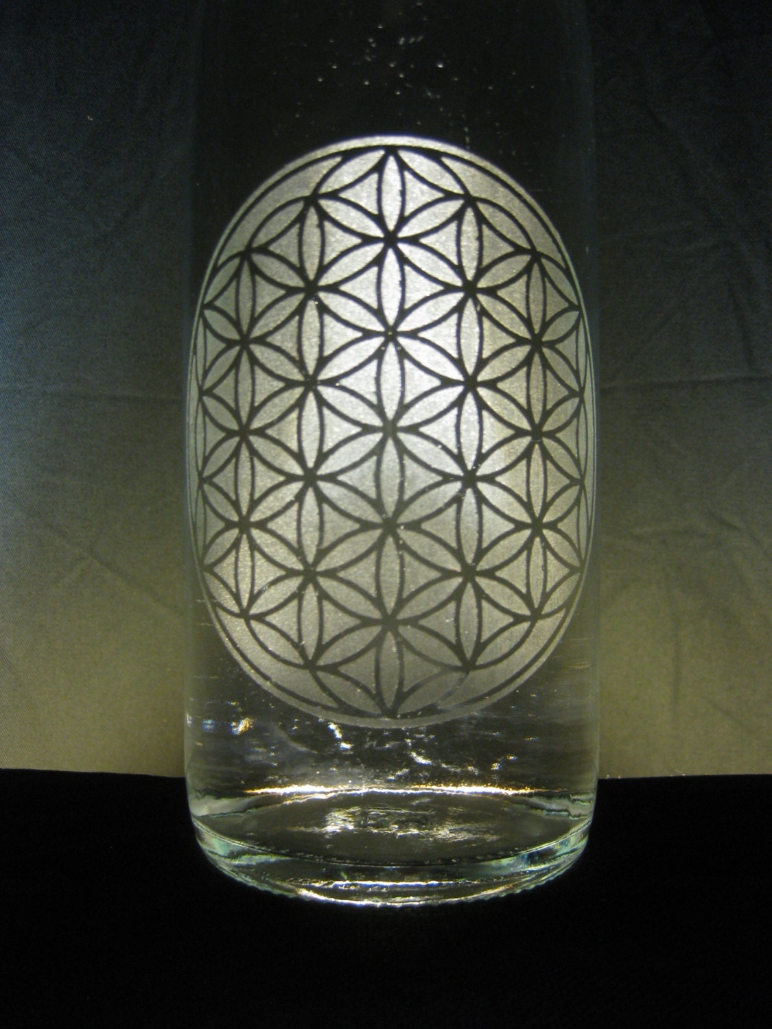 1 Gallon Jug Flower Of Life Etched Glass Sacred Geometry Enhance 