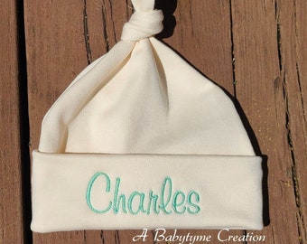 Personalized Embroidered Newborn Knot Hat: Baby Hospital Hat
