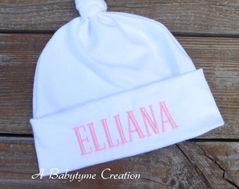 Personalized Embroidered Newborn Knot Hat, Baby Hospital Hat