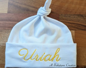 Personalized Embroidered Newborn Knot Hat: Baby Hospital Gift