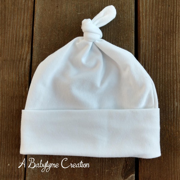 Baby Hat, Knotted Baby Hat, Newborn Hospital Hat, Baby Hospital Hat, Baby Top Knot Hat, Cotton Baby Hat