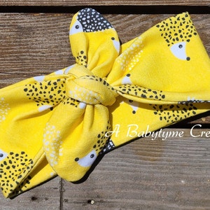 Baby Girl Headband, Handmade Newborn Headband, Hedgehog Headband, Baby Girl Knotted Headband, Baby Tie Headband, Baby Knotted Headband