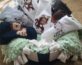 Baby Boy Gift Bundle, Handmade Baby Gift Basket, Personalized Baby Shower Basket, Personalized Baby Boy Gift Set