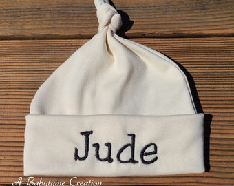 Personalized Embroidered Newborn Knot Hat, Baby Shower Gift