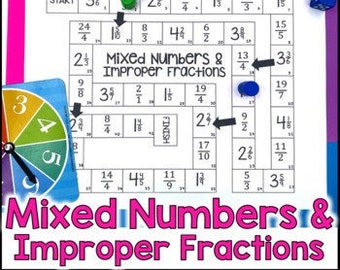 Mixed Numbers and Improper Fractions Game - 4th and 5th Grade Math Review