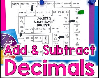 Adding and Subtracting Decimals Game - 5th Grade Math Review - Homeschool Activity - 5th Grade Game
