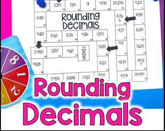 Rounding Decimals Game - 5th Grade Math Review - Nearest Tenth and Hundredth - 5th Grade Math - Homeschool Activity - 5th Grade Game