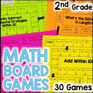 Homeschool 2nd Grade Math Centers for the Entire Year - 30 Math Games for 2nd Graders - Homeschool or Classroom Setting