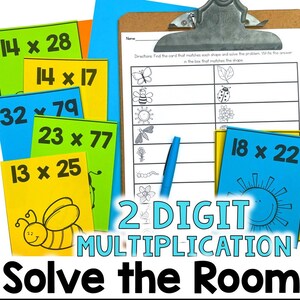 2 Digit by 2 Digit Multiplication Solve the Room - Spring Math