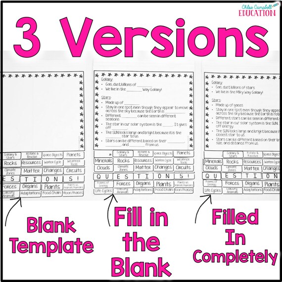 5th Grade Science Review Flip Book Science Vocabulary - Etsy