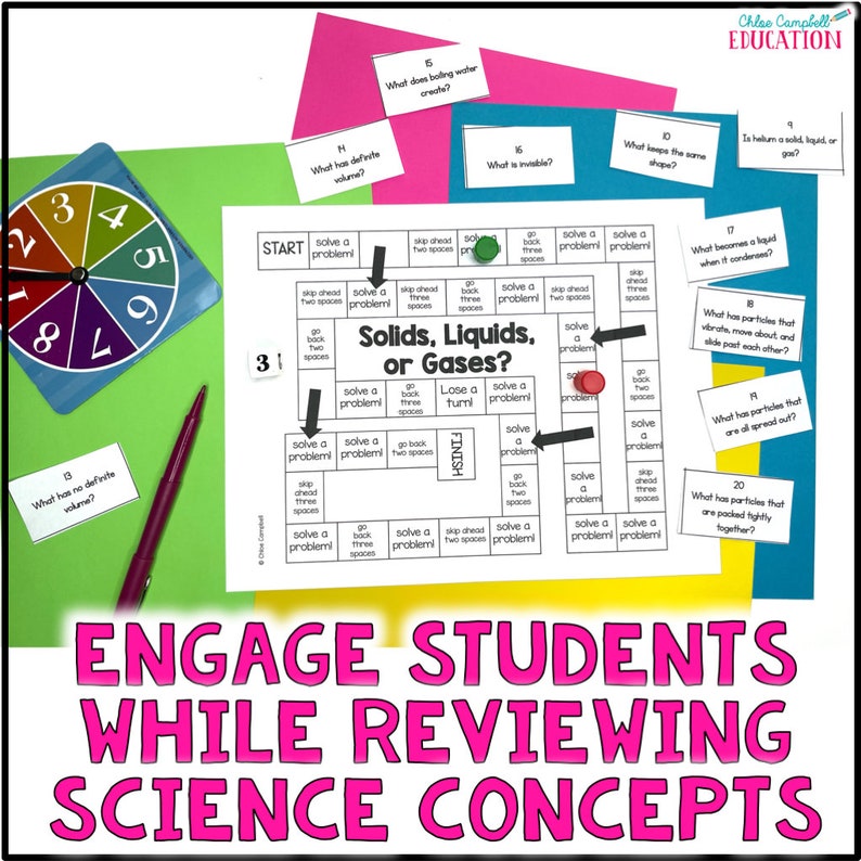 Solids Liquids Gases States of Matter Science Game 5th Grade Science