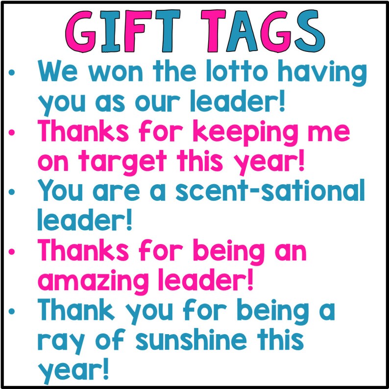 Administration Appreciation Gift Tags Boss Thank You Notes