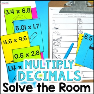 Multiplying Decimals Activity - Solve the Room - Math Scoot