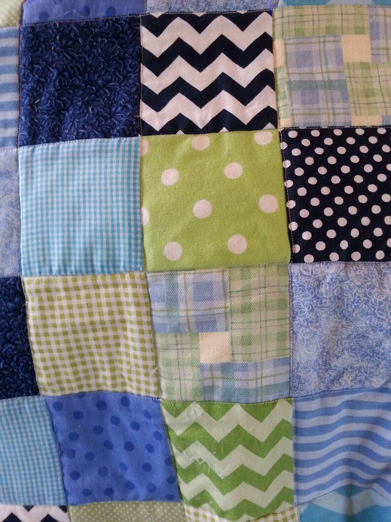 Handmade baby boy crib quilt with pillow Etsy