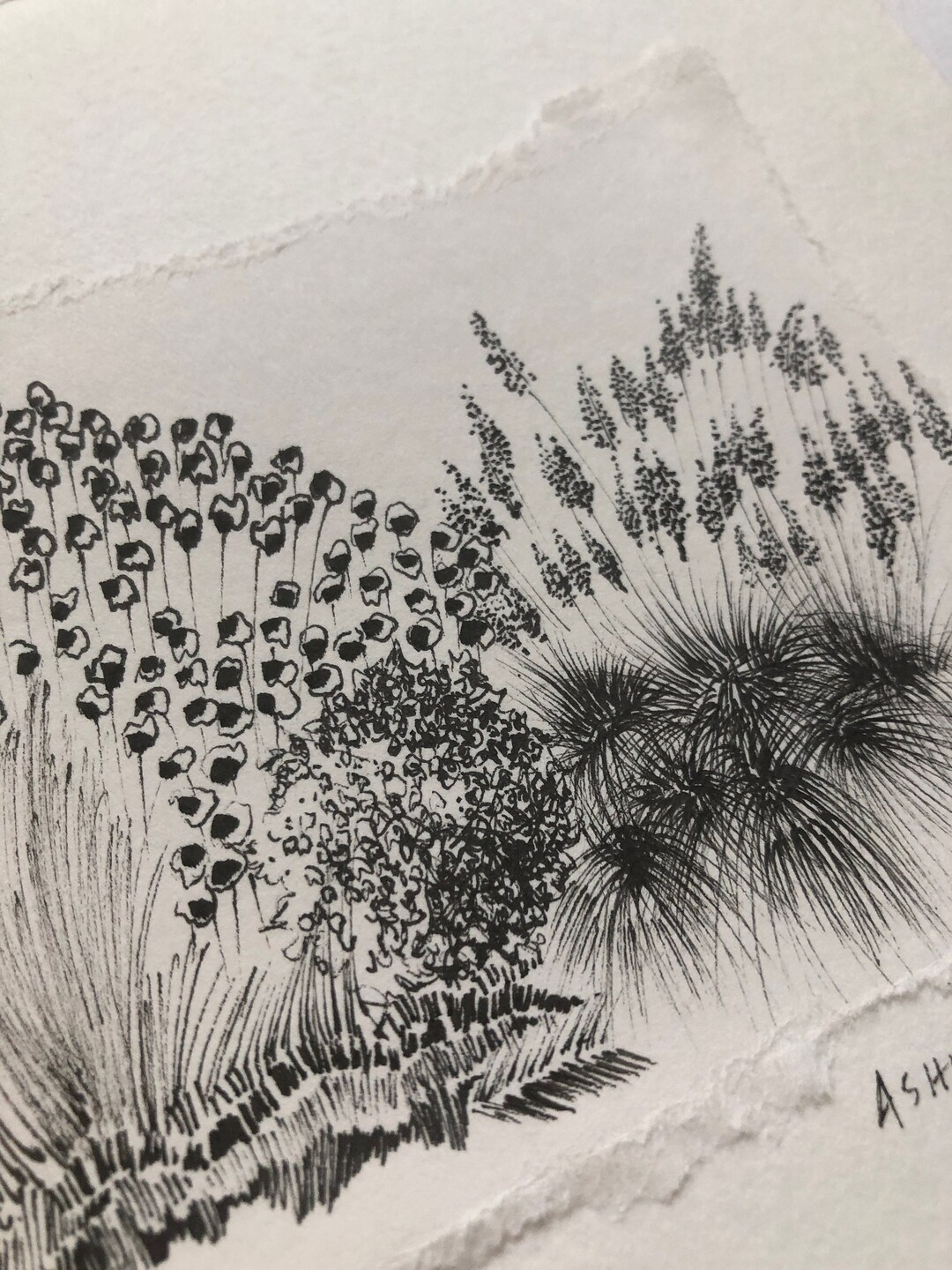 Landscape Pen and Ink Drawing Black & White Artwork - Etsy