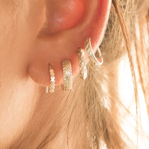 Set di orecchini, orecchini a cerchio India, orecchini a cerchio piccoli in oro/argento, orecchini a elica, anello per cartilagine, anello per trago, orecchini spaiati, tribali