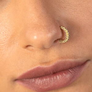 Indian Nose Ring, 14K Gold Nose Ring, Gold Nose Hoop, Indian Nose Hoop, Gold Nose Ring, ס14K Gold Nose Hoop, 16g, 18g, 20g, Unique, Boho