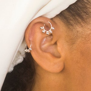 Silver Cartilage Earring, Cartilage Jewelry, Piercing Helix, Helix Hoop, Daith Earring, Daith Hoop, Rook Piercing, Septum Jewelry, Tribal