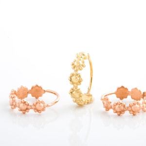 Rose Gold Small Earrings, Gold Small Hoop Earrings, Tiny Hoop Earrings, Small Hoop Earrings Set, India Jewelry, Flower Earrings,Bridal Hoops