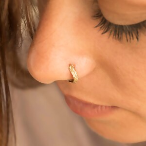 Gold Tragus Earring, Nose Ring, Septum Ring, Gold Nose Ring, Gold Cartilage, Tribal Nose Ring, 14K Septum, Helix Cuff, hoop Tragus, Piercing
