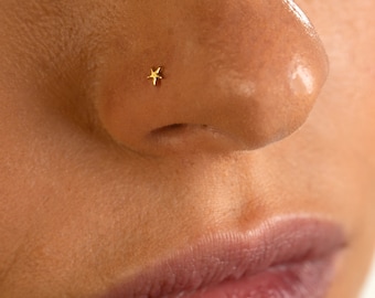 Clou De Nez Étoile – Or Jaune 9 Carats, 2.5mm, Tige Droite 10mm