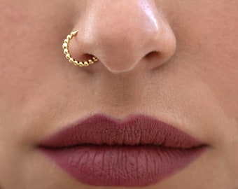 Gold Nose Ring, Gold Nose Hoop, Indian Nose Ring, 14K Gold Nose Ring, 14K Gold Nose Hoop, Boho Nose Ring, 5mm, 6mm, 7mm, 8mm, 20g, Unique