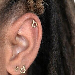 Helix Jewelry, Helix Piercing, 14k Gold Cartilage Earring, Helix Stud Gold, Cartilage Stud Earring, 16g, 18g, 20g, 22g, Circle Helix Stud
