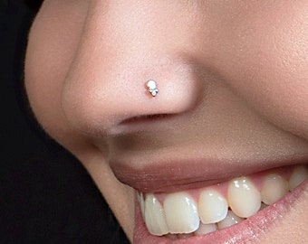 Sterling Silver Nose Stud, Indian Nose Stud, Trible Nose Stud, Nose Screw Silver, Lotus Nose Stud, Lotus Piercing, Silver Tragus Earring