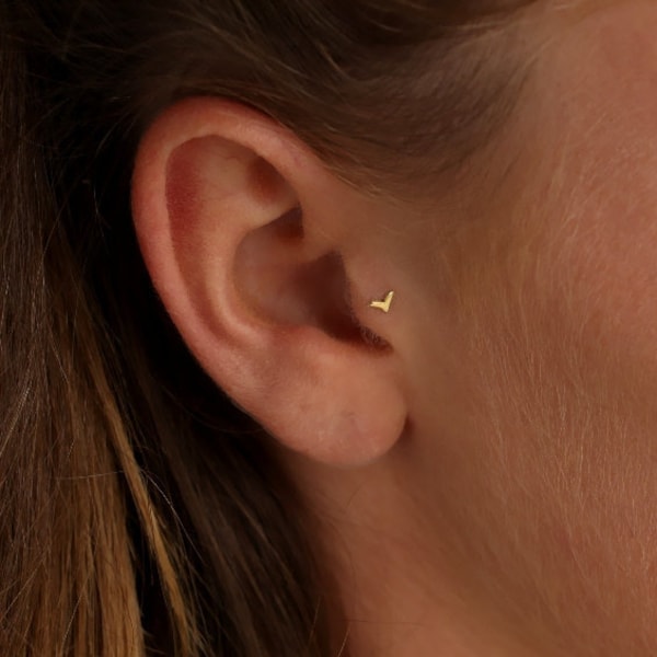 Tiny Gold Earrings, Tiny Gold Tragus Earrings, Gold Cartilage, Studs Earrings, Tiny Post Earring, Tiny Earring, Small Stud, Bird Earrings