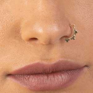 Unique Nose Ring, Unique Nose Hoop, Gold Nose Ring, Nose Ring Hoop, 14K Gold Nose Ring, Helix Earring, Septum Ring, Tragus Jewelry, 16g-20g