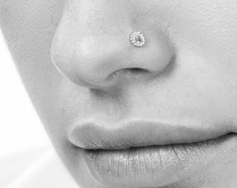 Silver Nose Stud, Sterling Silver Nose Stud, Silver Tragus Earring, Helix Earring, Sun Nose Stud, Nose Jewelry, 16g, 18g, 20g, 22g, 23g