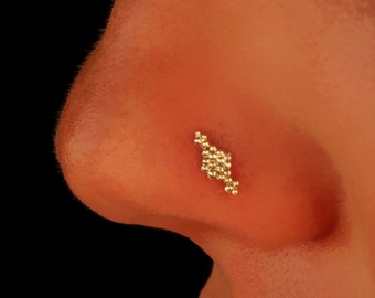 Nose Stud, Cartilage, Tragus Stud, Tribal Nose Ring, Nose Ring, Nose Piercing, Indian Nose Stud, Silver Nose Stud, Nose Jewelry, Rhombus