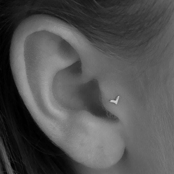 Silver Tragus Earring, Tiny Tragus, Sterling Silver Tragus, Tragus Jewelry, Silver Nose Stud, Indian Nose Ring, Bird Piercing, 16g-22g