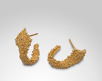 18K Gold Earrings, 18K Gold Hoop Earrings, Bridal Earrings Gold, Wedding Earrings Gold, 18K Gold Unique Earrings, Statement Wedding Earrings
