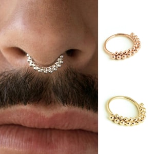 Septum Jewelry, Septum Ring Gold, Septum Piercing, Unique Septum, Daith Earring, Piercing Daith, Daith Hoop, Helix, 14k Yellow / Rose Gold