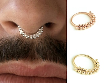 Septum Jewelry, Septum Ring Gold, Septum Piercing, Unique Septum, Daith Earring, Piercing Daith, Daith Hoop, Helix, 14k Yellow / Rose Gold