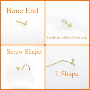 May include: Four different styles of nose rings, each with a small bird design. The styles are Bone End, Screw Shape, L Shape, and Straight pin with a silicone back.