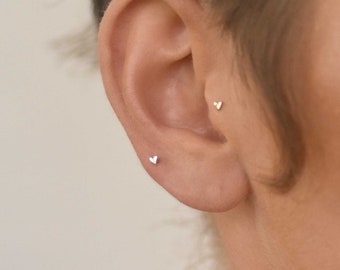Tiny Stud Earrings, Tiny Silver Earrings, Heart Earrings, Small Stud Earrings, Small Silver Earrings, Heart Earring Silver, Fit Tragus Helix